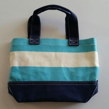 Pottery Barn Kids Mini Preppy Shopping Beach BLUE Stripe Canvas Surf Tote Bag