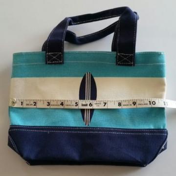 Pottery Barn Kids Mini Preppy Shopping Beach BLUE Stripe Canvas Surf Tote Bag