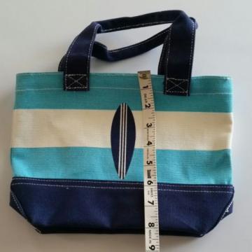 Pottery Barn Kids Mini Preppy Shopping Beach BLUE Stripe Canvas Surf Tote Bag