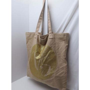 Victorias Secret Beach Tote Bag Tan Color Gold Bling Sparkle Reg$68