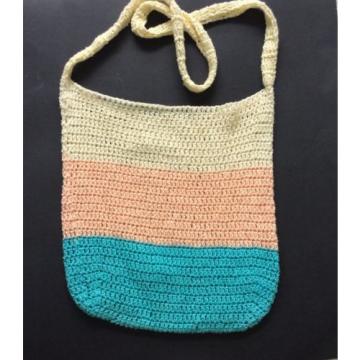 Handmade TOTE bag crochet beach shopping market handbag cotton NEW pastel