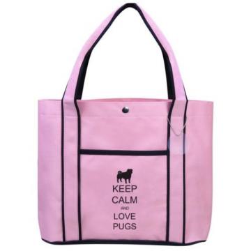 Keep Calm and Love Pugs Fashion Tote Bag Shopping Beach Purse