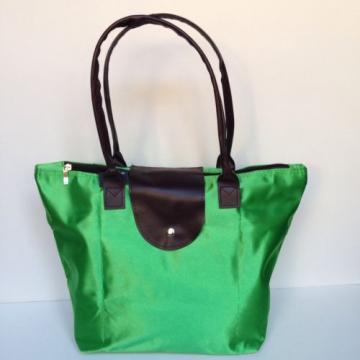 Nylon Zipper Tote Beach Travel Carry On Bag Pliage Style Small Green