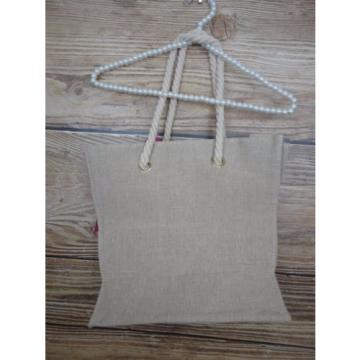 New Home Accents Burlap Tote Bag &#034;Bikini Babe&#034; Summer Beach Swim Retail $40 NWT