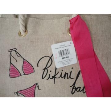 New Home Accents Burlap Tote Bag &#034;Bikini Babe&#034; Summer Beach Swim Retail $40 NWT