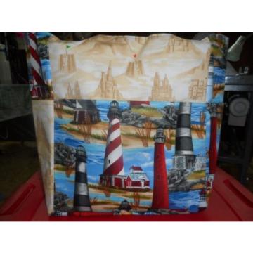 lighthouse sand castle beach ocean large tote bag/purse/ diaper bag handmade