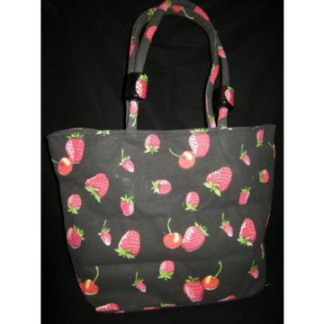 GOLDEN SANDS STRAWBERRY CANVAS BEACH BAG TOTE OR SHOPPING SHOULDER BAG