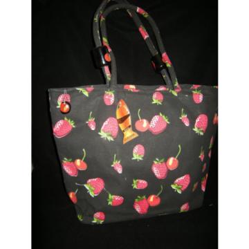 GOLDEN SANDS STRAWBERRY CANVAS BEACH BAG TOTE OR SHOPPING SHOULDER BAG