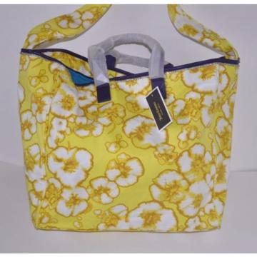 NWT JUICY COUTURE Canvas Yellow Floral Beach Bag Tote with Rhinestones YHRU3542