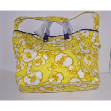 NWT JUICY COUTURE Canvas Yellow Floral Beach Bag Tote with Rhinestones YHRU3542