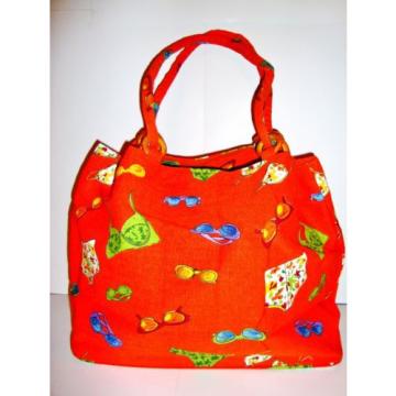 LQQK Beautiful GOLDEN SANDS Summer Swim Canvas Beach Tote Shopping Bag Orange