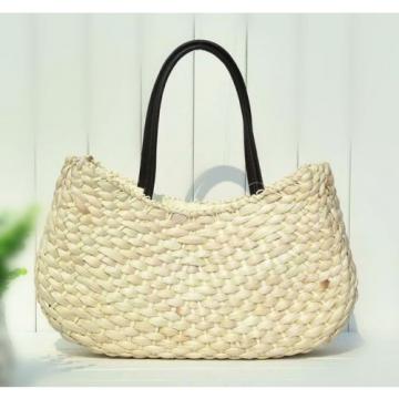 Woman Large Natural Straw Shoulder Bag w/ Shoulder Straps Beach Tote Bag