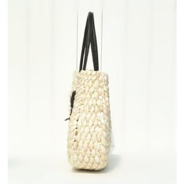 Woman Large Natural Straw Shoulder Bag w/ Shoulder Straps Beach Tote Bag