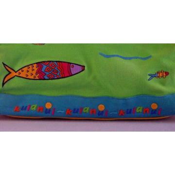 Kulanui Of Hawaii Tote Beach Purse Bag Zippered Shoulder Straps Fish Canvas