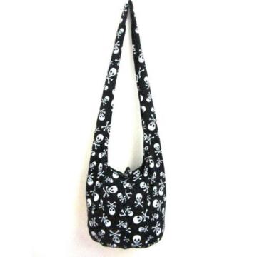 CHIC 9 BEACH BAG SLING SHOULDER ADVENTURE SMALL SKULL UNISEX MEN HOBO BOHO BLACK