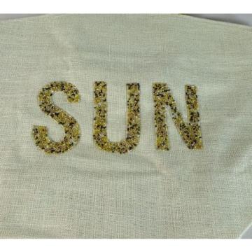 Two&#039;s Company &#034;SUN&#034; Beaded Jute  Tote Bag - Beach Pool Swim Bag Tote NEW