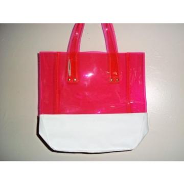 NWT VICTORIA&#039;S SECRET PINK TRANSPARENT JELLY PLASTIC BEACH TOTE BAG WHITE NEW