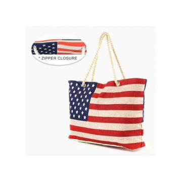 Designer Inspired American Flag Stars &amp; Stripes Canvas Tote Beach Bag 306061