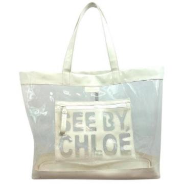 See by Chloe WHITE AND TRANSPARENT VINYL BEACH LARGE TOTE BAG