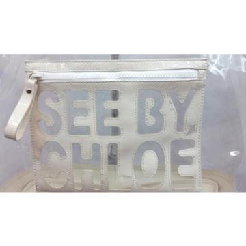 See by Chloe WHITE AND TRANSPARENT VINYL BEACH LARGE TOTE BAG