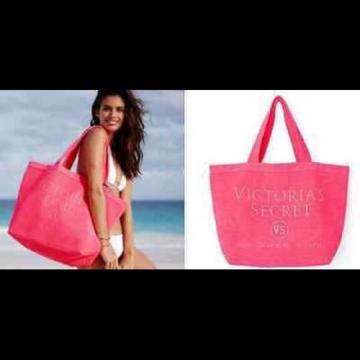 NEW Victoria&#039;s Secret Terry Cloth  Beach Bag VS 2016 PINK CORAL  Tote