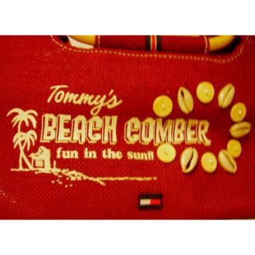 Tommy Hilfiger jute summer purse/beach bag - maroon - seashells - VGC