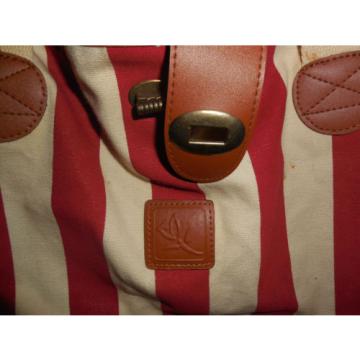 UNBRANDED STRIPED CREME/RED TOTE/BEACH BAG EUC