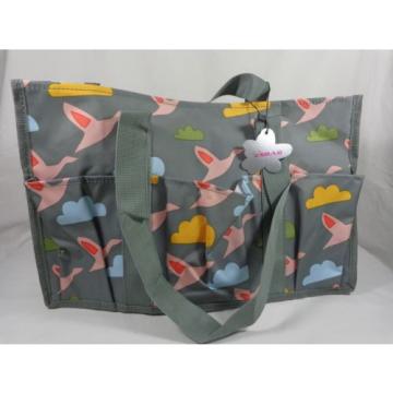 ESBAG TOTE BAG 10&#034; x 16&#034; Pink Ducks Gray Beach Shower Diaper Grocery Utility