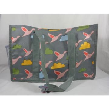 ESBAG TOTE BAG 10&#034; x 16&#034; Pink Ducks Gray Beach Shower Diaper Grocery Utility