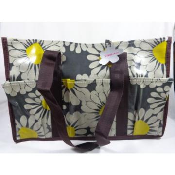 ESBAG TOTE BAG 10&#034; x 16&#034; Daisies Gray Beach Shower Diaper Grocery Utility