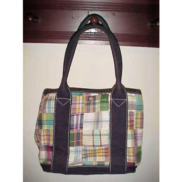 J. CREW bag COTTON PATCHWORK MADRAS CANVAS TOTE Purse beach