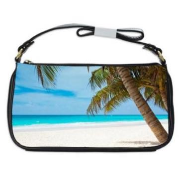 Tropical Island Paradise Beach Palm Trees Blue Ocean Sand Shoulder Clutch Bag