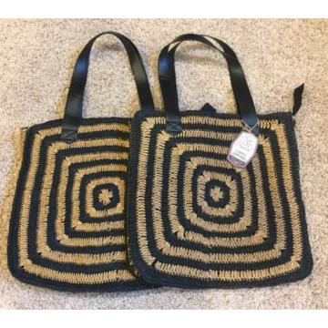 Lot Of 2 Beach Bags Sun N Sand Black Tan NEW NWT Square Tote