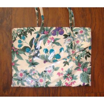 Estro Di Firenze Vintage Italy Floral Berry Bush Vinyl Beach Travel Bag 70s