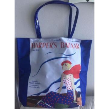 Estee Lauder Harper&#039;s Bazaar Beach Tote Shopping Bag Retro Blue White Red