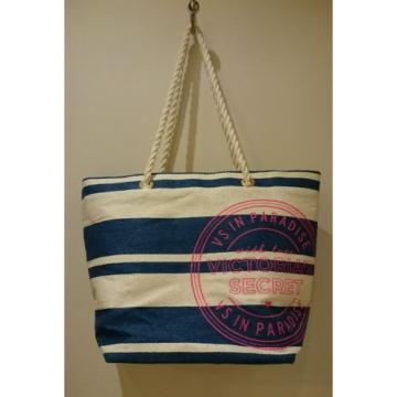 Victoria Secret Blue And White Striped Tote Beach Bag