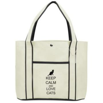 Keep Calm and Love Cats Fashion Tote Bag Shopping Beach Purse