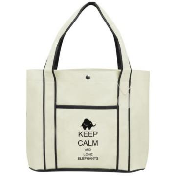 Keep Calm and Love Elephants Fashion Tote Bag Shopping Beach Purse