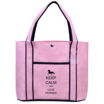 Keep Calm and Love Horses Fashion Tote Bag Shopping Beach Purse