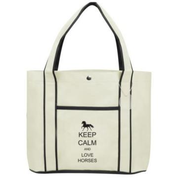 Keep Calm and Love Horses Fashion Tote Bag Shopping Beach Purse