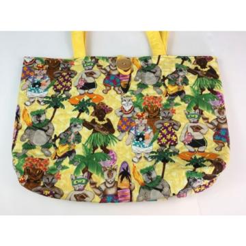 Hawaii Cats Tote Bag Purse Beach Luau Snorkel Ukulele Palm Trees Kitties Kittens