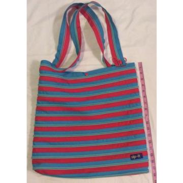 LARGE ZIP IT RED BLUE TOTE BAG PURSE 18X17 BEACH SUMMER MULTI PURPOSE BAG