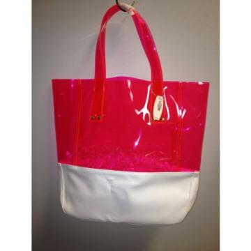 VICTORIA&#039;S SECRET PINK TRANSPARENT JELLY PLASTIC BEACH TOTE BAG PINK