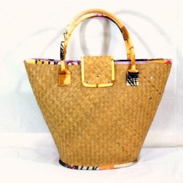 Straw Beach Tote Bag Hula Girl Vintage Car Beadwork Accents Purse Handbag Large