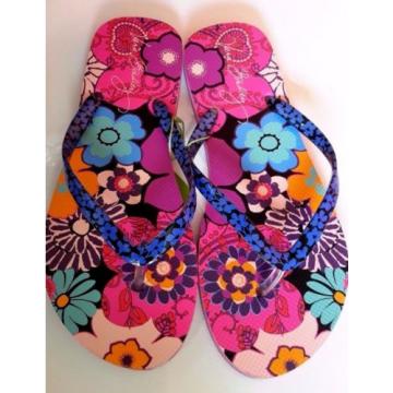 VERA BRADLEY ~~Floral Fiesta Beach Towel, Flip Flops w/Vera Bag in Plum **NWT**