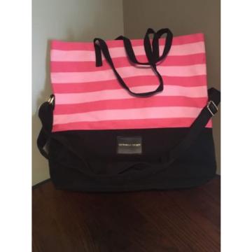 Victoria&#039;s Secret Large Beach Tote Bag Pink And Black Striped