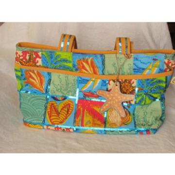 Embellished Ocean Shell Palm Tree Seaside Beach Tote Bag Paul Brent