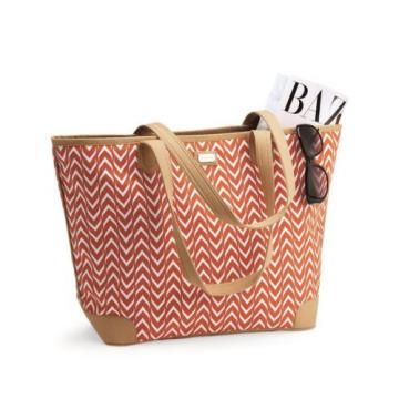 Ame &amp; Lulu Day Tote - Astor Tangerine Orange Chevron Purse diaper Beach bag