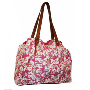 LADIES NICOLE BROWN FLORAL CANVAS SHOPPER/BEACH BAG STYLE - JBCB172DAISY