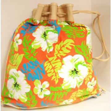 Multicolor Drawstring Beach Bag Tote Bag Sand n Sun Canvas Zip Coin Floral Print